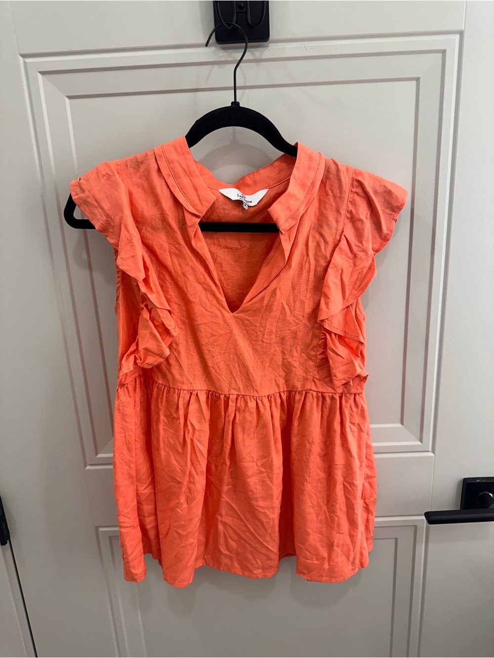 Ruffled V-Neck Tunic Top in Coral